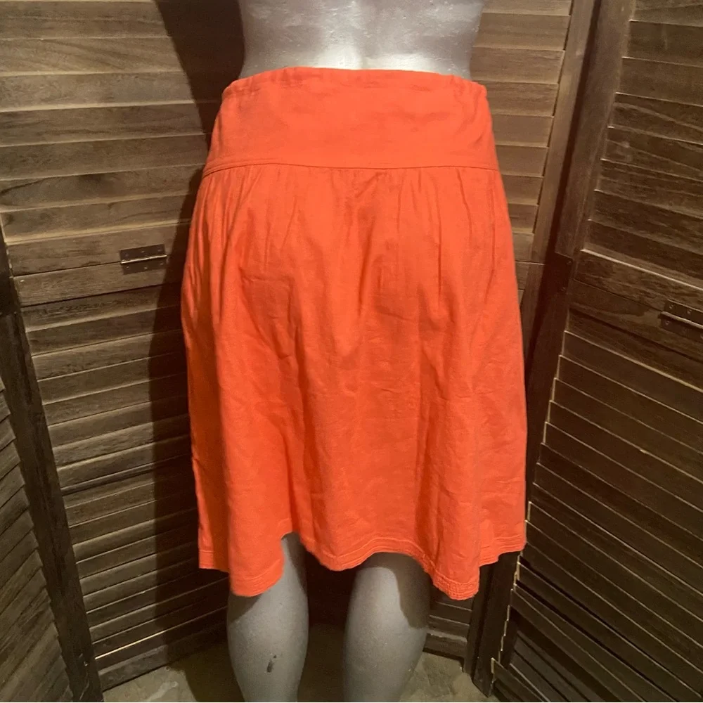 Banana Republic Linen/Cotton Midi Skirt Size Small Boho Coastal Modest Orange